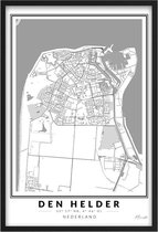 Poster Stad Den Helder - A4 - 21 x 30 cm - Inclusief lijst (Zwart Aluminium) Citymap Den Helder - Stadsposter - Plaatsnaam poster Den Helder - Stadsplattegrond