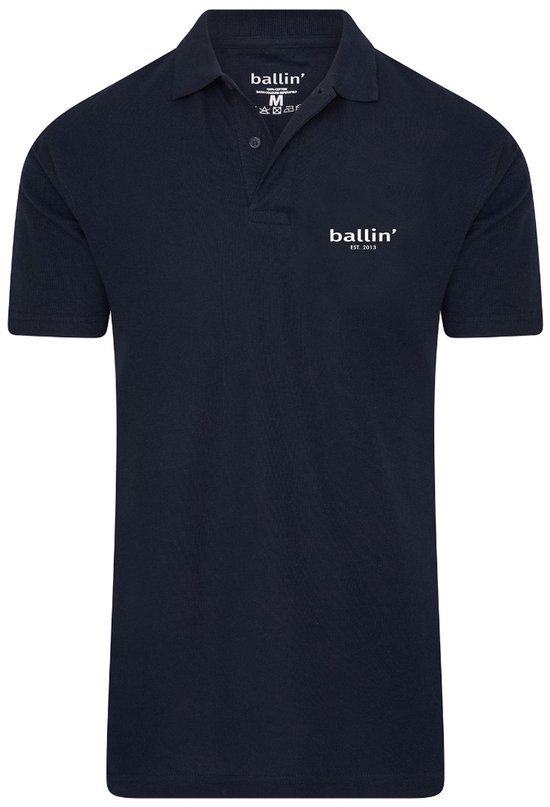 Heren Polo SS met Ballin Est. 2013 Basic Polo Print - Blauw - Maat XXL