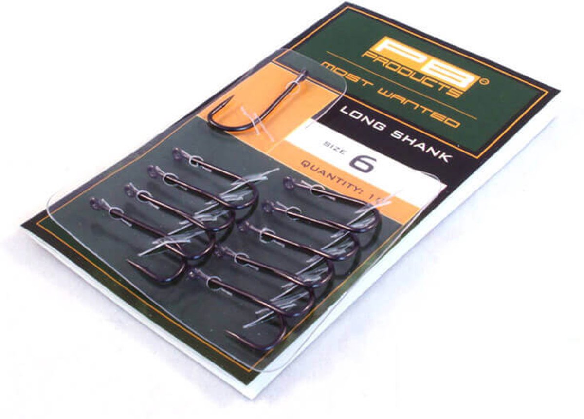 PB Products - Long Shank Hook - Karperhaken 10 stuks - Maat 10