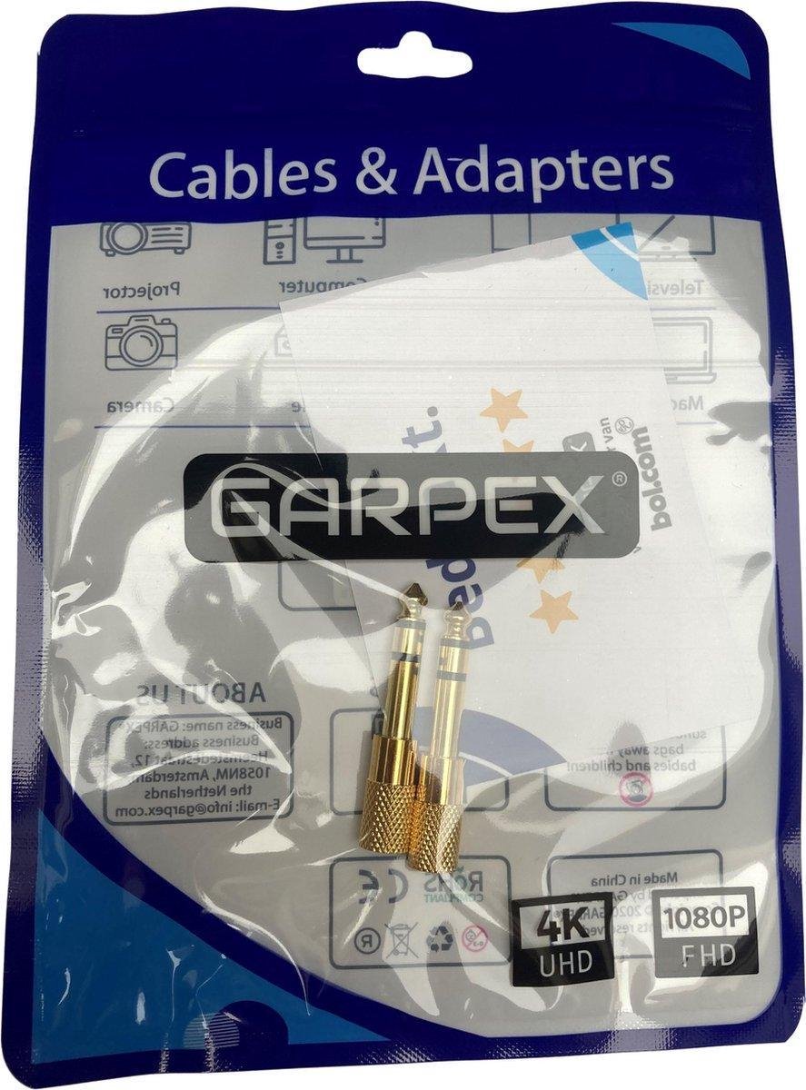 Adaptateur jack Audio plaqué or Garpex® - Adaptateur stéréo AUX - 2 pièces  - 6,35 mm