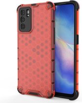 Voor OPPO Reno6 5G schokbestendige honingraat pc + TPU-beschermhoes (rood)