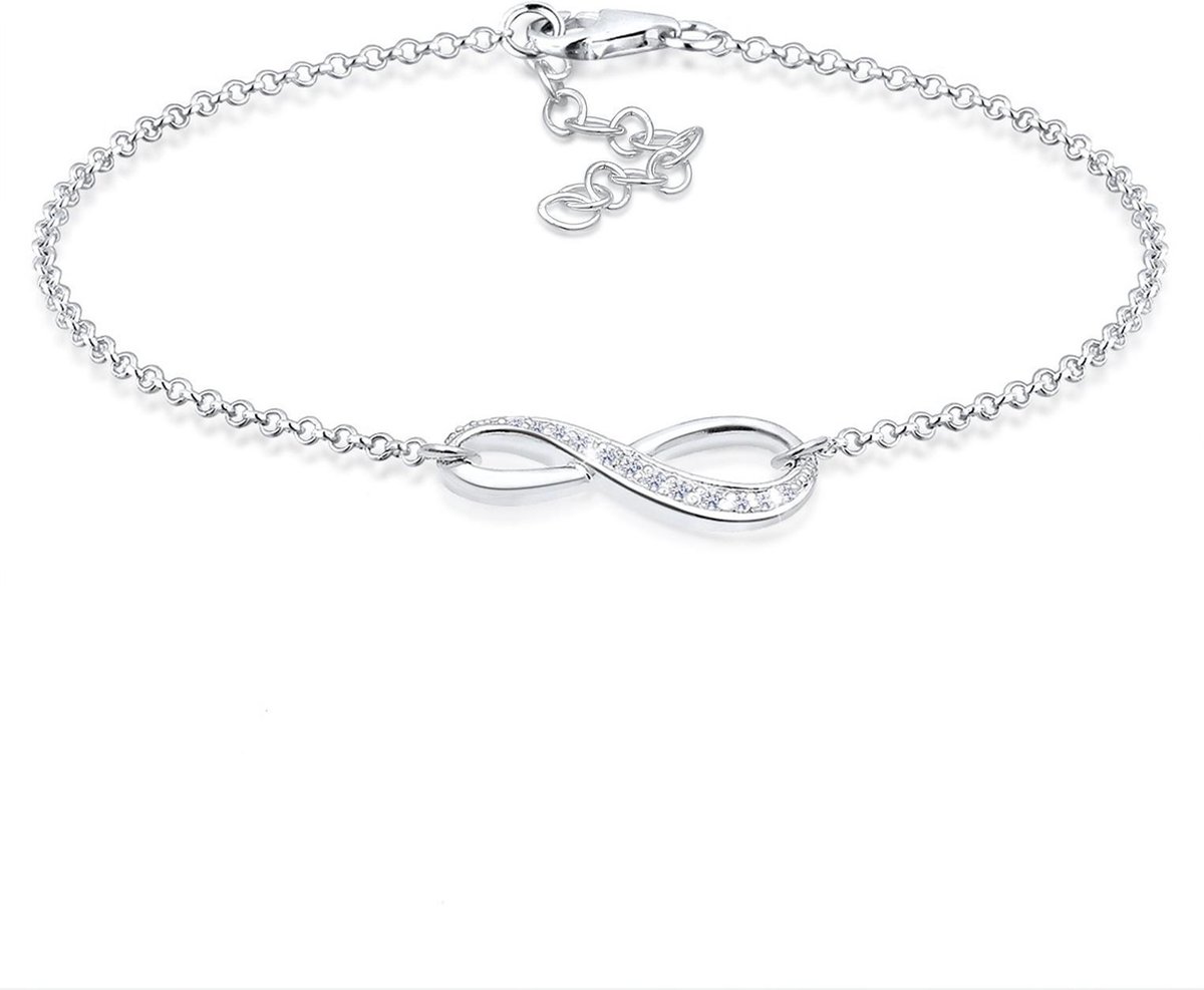 Elli - Armband - Dames Oneindigheidssymbool met Zirkonia Kristallen in 925 Sterling Zilver - Dames