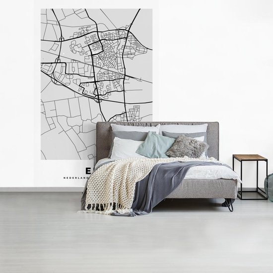 Behang - Fotobehang Stadskaart - Ede - Grijs - Wit - Breedte 195 cm x hoogte 300 cm - Plattegrond