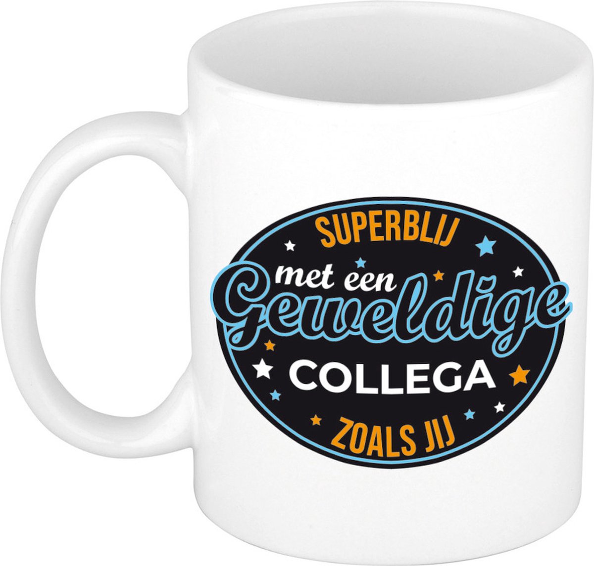 Superblij collega mok / beker wit - bedankt / verjaardag cadeau werknemer