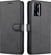 Voor OPPO A74 4G/F19 AZNS Huid Voelen Kalf Textuur Horizontale Flip Lederen Case met Kaartsleuven & Houder & Portemonnee ((Zwart)