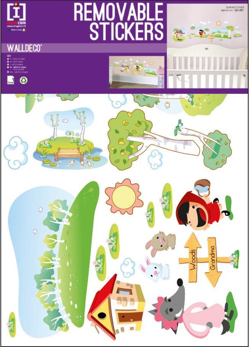 Imagicom Muursticker Red Riding Hood 50 X 70 Cm Vinyl Groen