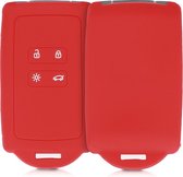 kwmobile autosleutelhoes geschikt voor Renault 4-knops Smartkey autosleutel (alleen Keyless Go) - Siliconenhoes in rood - Sleutelcover