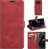 Voor Sharp Aquos R6 Retro Kalf Patroon Gesp Horizontale Flip Lederen Case met Houder & Kaartsleuven & Portemonnee (Rood)