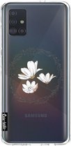 Casetastic Samsung Galaxy A51 (2020) Hoesje - Softcover Hoesje met Design - Line Art Flower Print