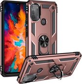 Voor Motorola Moto G50 schokbestendige TPU + pc-beschermhoes met 360 graden roterende houder (roségoud)