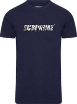 Subprime - Heren Tee SS Shirt Flower Navy - Blauw - Maat M