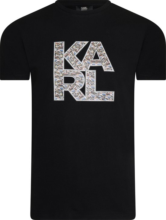 Karl Lagerfeld - Heren Tee SS Library Logo Shirt - Zwart - Maat S | bol.com