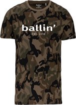 Ballin Est. 2013 - Heren Tee SS Army Camouflage Shirt - Groen - Maat M