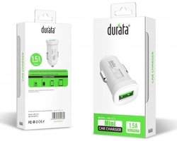 Durata Single USB Car Adapter 1.5A (DR-C13) Autolader met Lightning kabel voor iPhone 11 / Pro / Max / X / Xs/ XR / MAX / 8 / 8 Plus / SE / 2020 / 5S / 5 / 5C / 6S / 6 Plus / 7 / 7 Plus