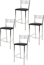 Tommychairs Elegance - Eetkamerstoelen - Set van 4 - Chroom & Donker Grijs - Kunstleer