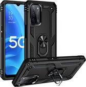 Voor OPPO A55 5G schokbestendige TPU + pc-beschermhoes met 360 graden roterende houder (zwart)