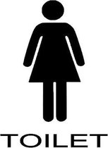 Sticker voor dames toilet silhouette vrouw zwart | Rosami