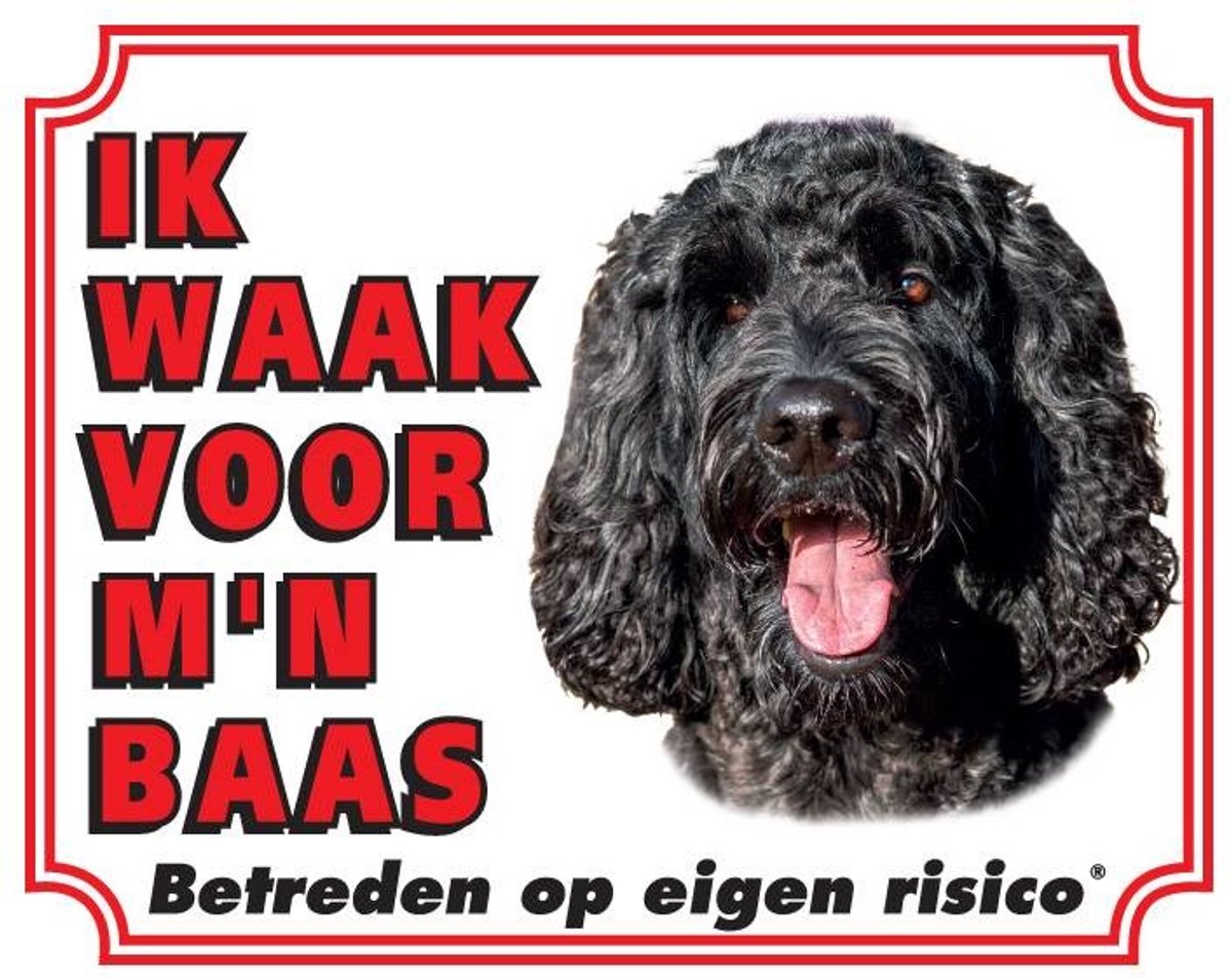 Bol.com Labradoodle Waakbord - Ik waak voor mijn baas Zwart aanbieding