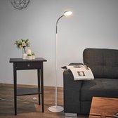 Lindby - LED vloerlamp - 1licht - kunststof, metaal - H: 140 cm - wit, chroom - Inclusief lichtbron