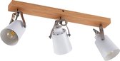 Lindby - plafondlamp - 3 lichts - metaal, hout - H: 15.8 cm - E14 - hout, wit mat