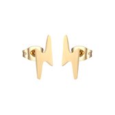 Aramat jewels ® - Zweerknopjes oorbellen bliksem flits goudkleurig chirurgisch staal 10x4mm
