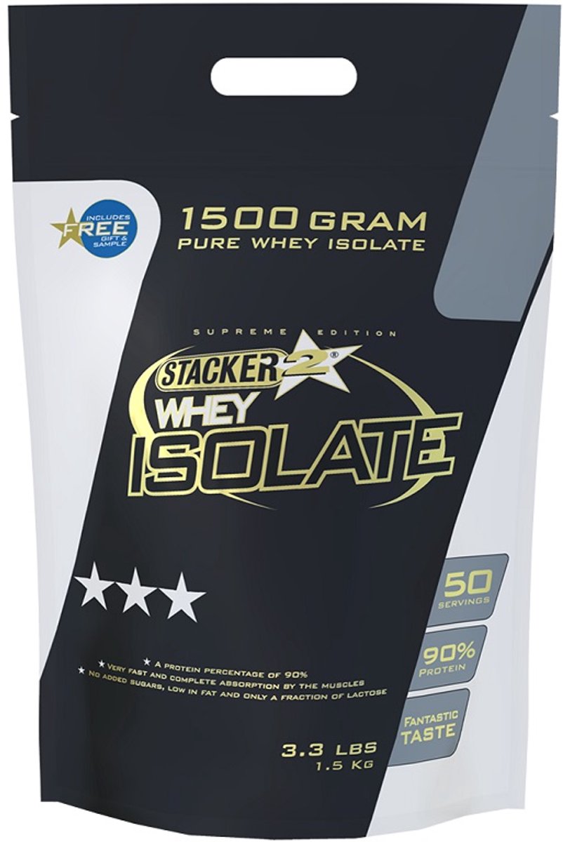 Goedkoopste Stacker 2 Whey Isolate Chocolade shake - 1,5 kilo - Voedingssupplement