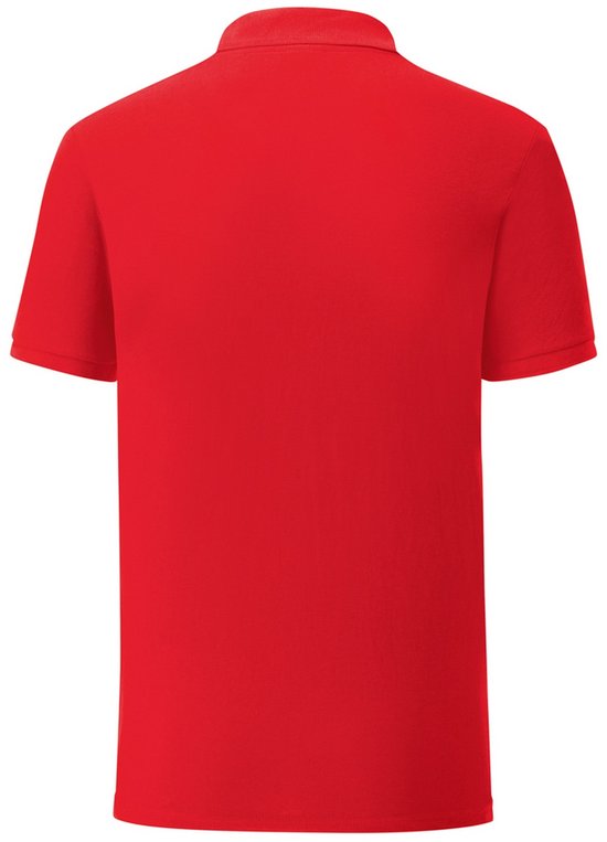 Polo rouge en piqué à manches courtes, vue arrière.