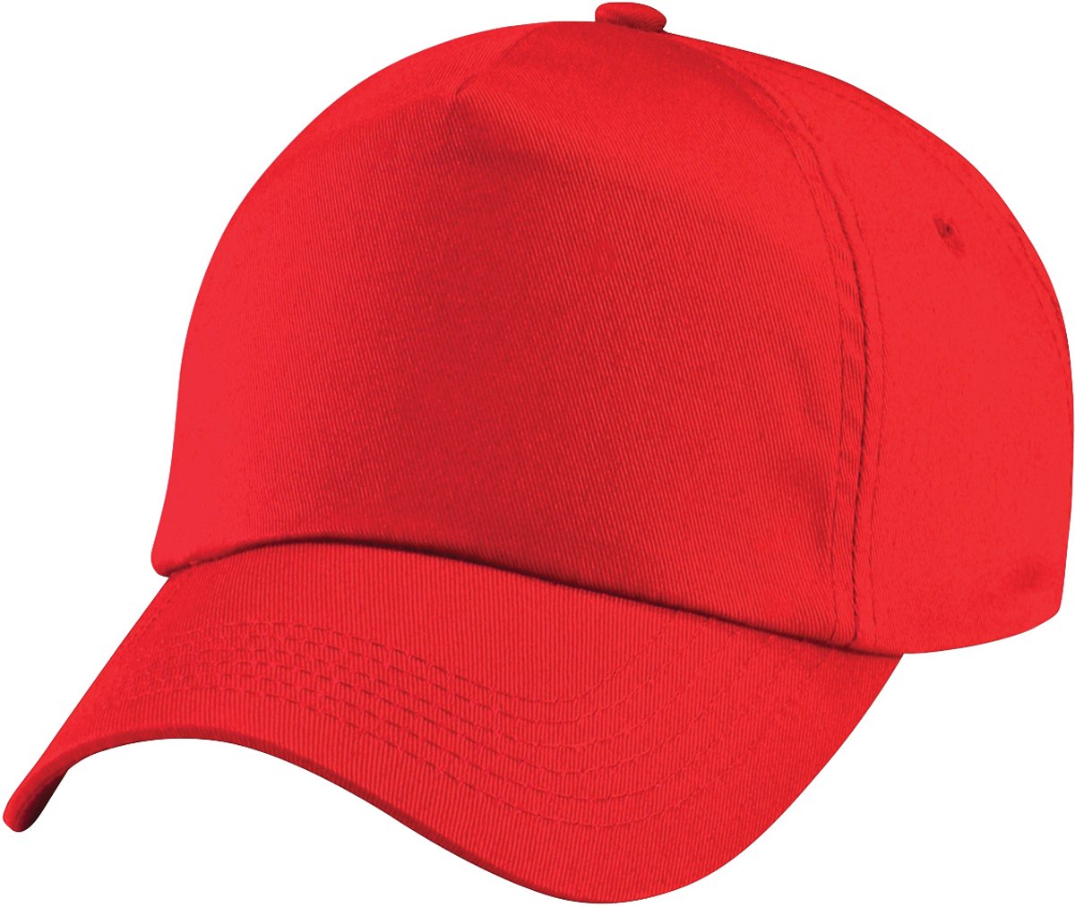 Beechfield Uniseks Effen Originele  Baseball Cap met 5 panelen (Fel Rood)