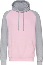 Awdis Gewoon Hoods Volwassenen Unisex Two Tone Hooded Honkbal Sweatshirt/Hoodie (Babyroze/Heather Grey)