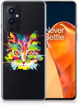Mobiel Case OnePlus 9 GSM Hoesje Doorzichtig Cat Color