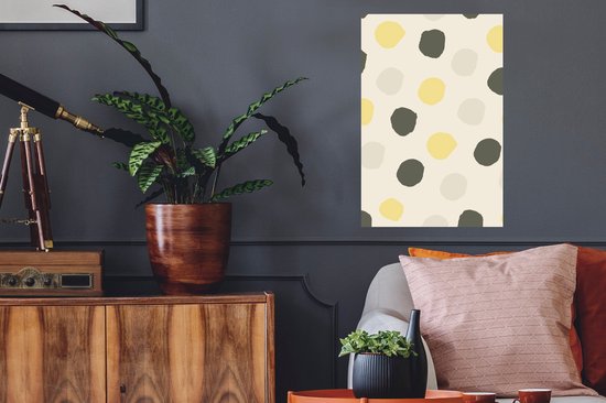 Sticker Muursticker Motif Fleurs - Motif pois jaune gris noir - 40x60 cm - feuille autocollante - sticker mural repositionnable