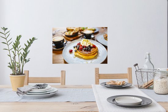 Sticker Muursticker Petit Déjeuner - Détente Petit Déjeuner avec crêpes - 60x40 cm - Film adhésif autocollant - Sticker mural repositionnable