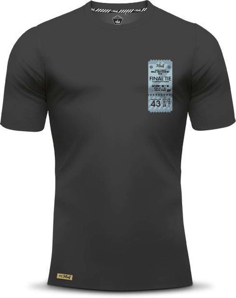 FC Kluif 'Voetbalticket' t-shirt - maat L / Large - Heren lifestyle shirt - Voetbal fashion - Anthraciet / Blauw