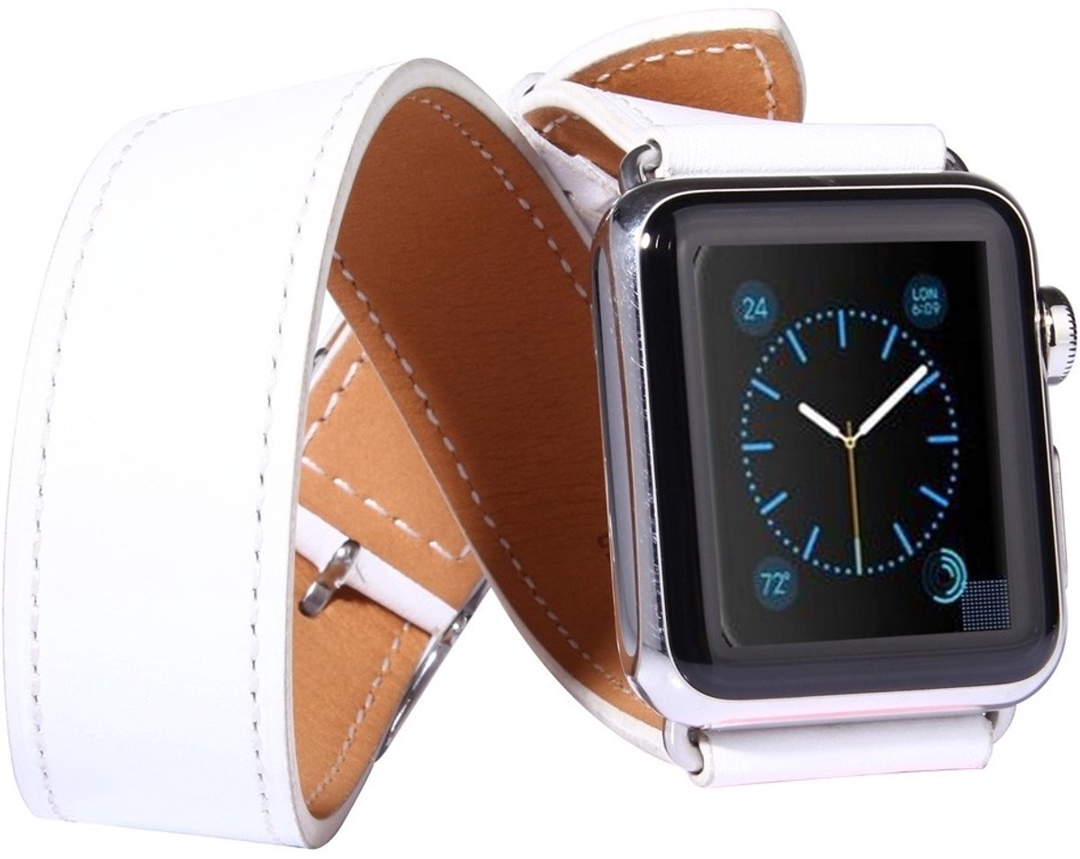 Kakapi Leren bandje - Geschikt voor de Apple Watch Series 1/2/3/4 (42&44mm) - Wit