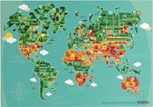 Educatieve poster (Forex) - Topografie wereld onze steden - 120 x 90 cm