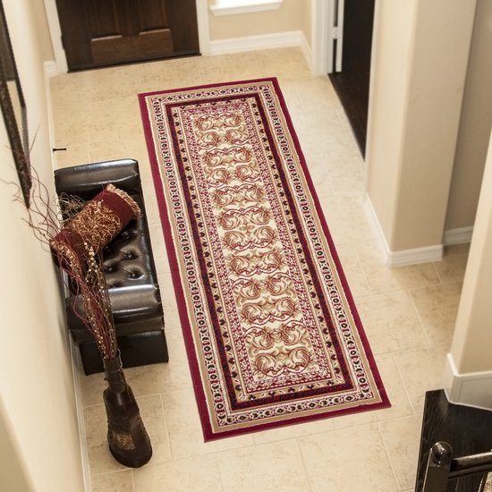 Tapiso Atlas Tapis Coureur Salon Chambre Cadre Rouge Traditionnel Durable Pratique Vie Atmosphère Design Haute Qualité Taille - 80 x 250 cm