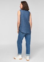 s.Oliver Blouse Dames Mouwloos - Regular Fit - V Hals - 100% Linnen - Donkerblauw - Maat M (38)