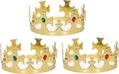 6x stuks gouden Konings kronen voor heren 7 x 59 cm - Koningsdag / carnaval accessoire - prinsen kronen