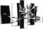 Glasschilderij Abstract - Zwart, Wit, Grijs - 170x100cm 5Luik - Foto Op Glas - Geen Acrylglas Schilderij - 6000+ Glasschilderijen Collectie - Wanddecoratie