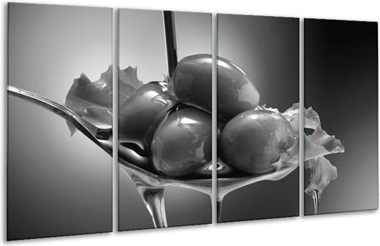 Peinture sur verre Olives, Cuisine | Gris-noir | 160x80cm 4 Liège | Tirage photo sur verre |  F006803