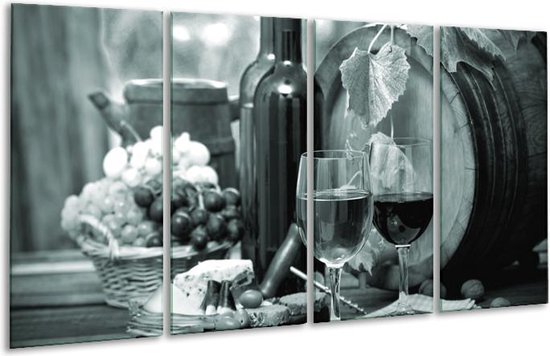 GroepArt - Glasschilderij - Wijn, Keuken - Grijs, Groen - 160x80cm 4Luik - Foto Op Glas - Geen Acrylglas Schilderij - 6000+ Glasschilderijen Collectie - Wanddecoratie