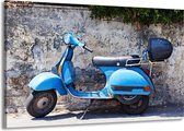 Schilderij Op Canvas - Groot -  Scooter, Motor - Grijs, Blauw - 140x90cm 1Luik - GroepArt 6000+ Schilderijen Woonkamer - Schilderijhaakjes Gratis