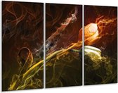 Glasschilderij Tulp - Oranje, Groen, Geel - 120x80cm 3Luik - Foto Op Glas - Geen Acrylglas Schilderij - GroepArt 6000+ Glas Art Collectie - Maatwerk Mogelijk