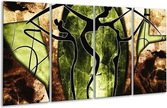 Glasschilderij Abstract | Groen, Bruin, Zwart |