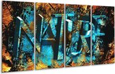 GroepArt - Glasschilderij - Natuur - Blauw, Bruin, Geel - 160x80cm 4Luik - Foto Op Glas - Geen Acrylglas Schilderij - 6000+ Glasschilderijen Collectie - Wanddecoratie
