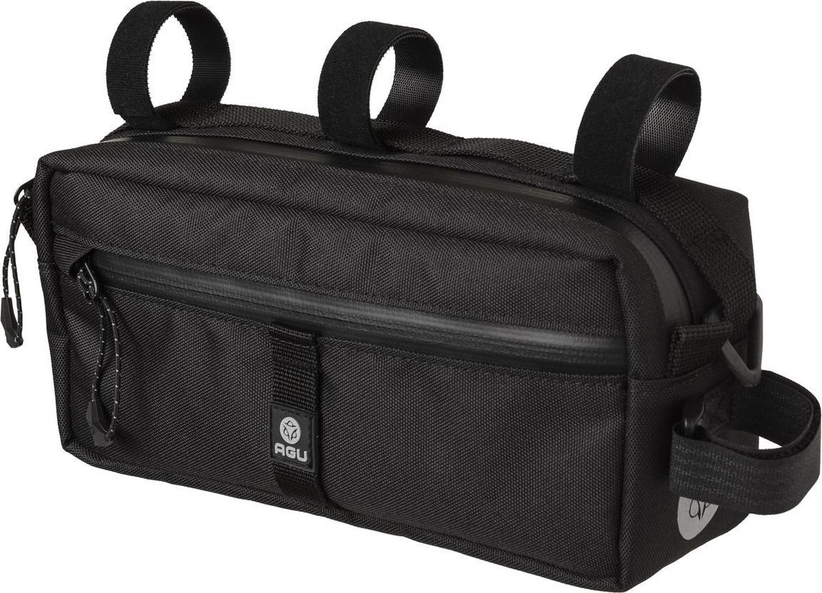 AGU Bikepacking Bar Bag Stuurtas Venture - Zwart - 2 L - Waterafstotend, Reflecterend, Eenvoudige Montage, 100% Gerecycled Polyester