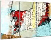GroepArt - Schilderij -  Art - Rood, Crème - 120x80cm 3Luik - 6000+ Schilderijen 0p Canvas Art Collectie