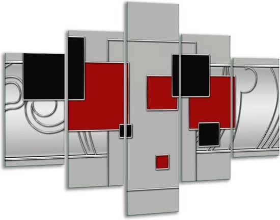Peinture sur verre Carré | Gris, rouge, noir | 100x70cm 5Liège | Tirage photo sur verre |  F005700