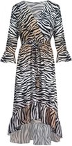Zebra Midi Dress Camel
