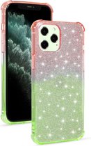 Voor iPhone 12 Gradient Glitter Powder Shockproof TPU beschermhoes (oranje groen)